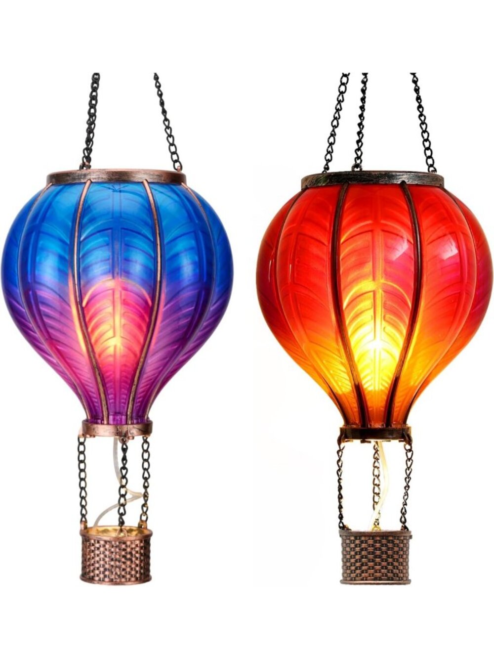 2 Pcs Hot Air Balloon Solar Lanterns - Waterproof Outdoor Garden Decor